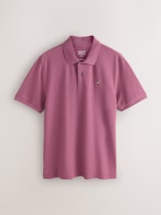 Damson Pink Embroidered Regular Fit Short Sleeve Pique Polo Shirt - Image 5 of 7