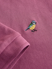 Damson Pink Embroidered Regular Fit Short Sleeve Pique Polo Shirt - Image 6 of 7