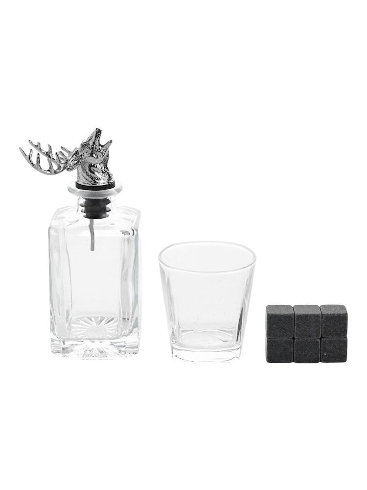 Widdop Clear Harvey Makin Whisky Stag Decanter Glass Cooling Stones Set - Image 1 of 3 Widdop Clear Harvey Makin Whisky Stag Decanter Glass Cooling Stones Set - Image 1 of 3
