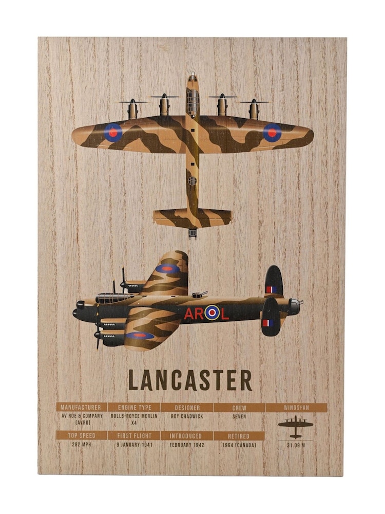 Widdop Brown RAF Wood Effect A3 Lancaster Bomber Wall Plaque - Image 1 of 2 Widdop Brown RAF Wood Effect A3 Lancaster Bomber Wall Plaque - Image 1 of 2