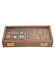 Widdop Brown Harvey Makin Dominoes Tic Tac Toe  Dice Set Wood - Image 2 of 2
