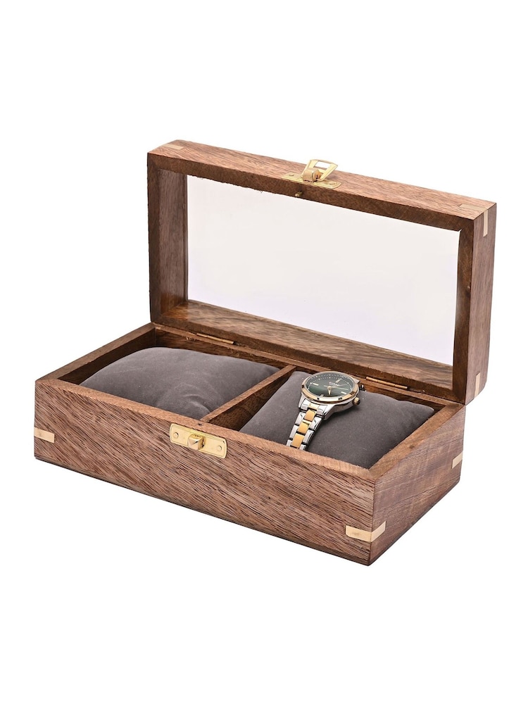 Widdop Brown Harvey Makin Wooden Watch Duo Storage Box - Image 2 of 3