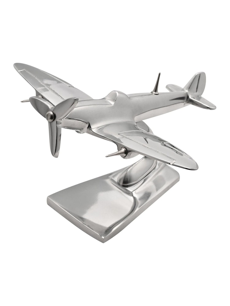 Widdop Silver Military Heritage 6" Metal Model Spitfire Ornament - Image 1 of 3 Widdop Silver Military Heritage 6" Metal Model Spitfire Ornament - Image 1 of 3