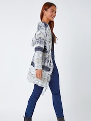 Roman Blue Petite Fringed Hooded Cardigan - Image 3 of 5