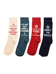Widdop 4 Piece Blue Mens Civil Defence Socks Gift Set - Image 1 of 3