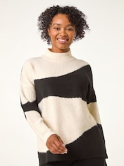 Roman Black Petite Colour Block Knit Jumper - Image 4 of 5