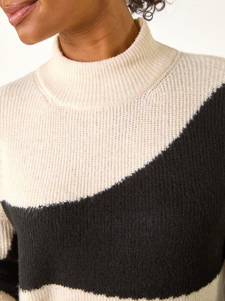 Roman Black Petite Colour Block Knit Jumper - Image 5 of 5 Roman Black Petite Colour Block Knit Jumper - Image 5 of 5