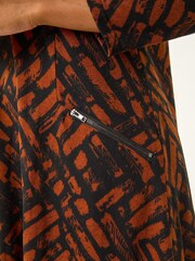Roman Brown Petite Zip Detail Abstract Dress - Image 5 of 5