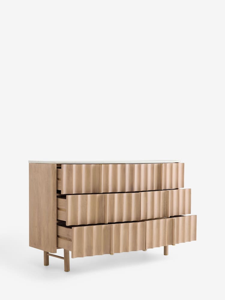 Mid Natural Santa Fe Solid Mango and Marble 6 Drawer Chest of Drawers - Image 2 of 6 Mid Natural Santa Fe Solid Mango and Marble 6 Drawer Chest of Drawers - Image 2 of 6