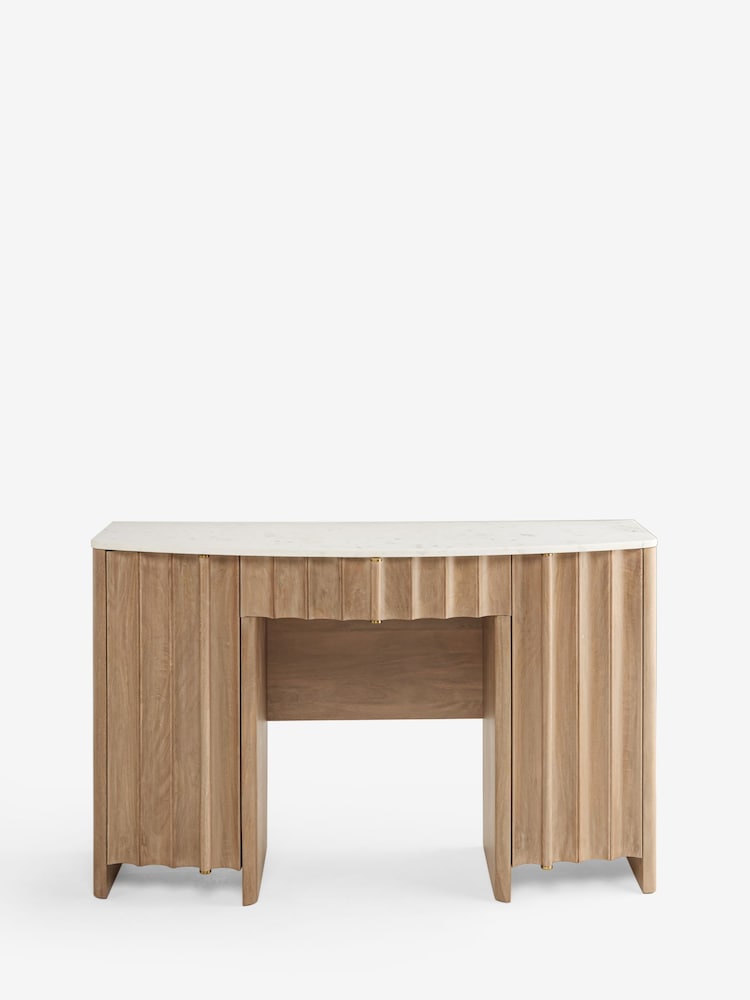 Mid Natural Santa Fe Solid Mango and Marble 1 Drawer 2 Doors Dressing Table - Image 1 of 6 Mid Natural Santa Fe Solid Mango and Marble 1 Drawer 2 Doors Dressing Table - Image 1 of 6
