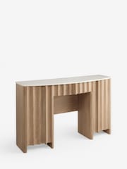 Mid Natural Santa Fe Solid Mango and Marble 1 Drawer 2 Doors Dressing Table - Image 10 of 12
