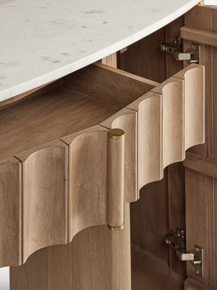 Mid Natural Santa Fe Solid Mango and Marble 1 Drawer 2 Doors Dressing Table - Image 6 of 6 Mid Natural Santa Fe Solid Mango and Marble 1 Drawer 2 Doors Dressing Table - Image 6 of 6