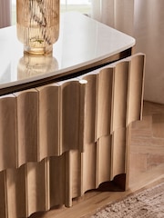 Mid Natural Santa Fe Solid Mango and Marble 2 Drawer Bedside Table - Image 5 of 8