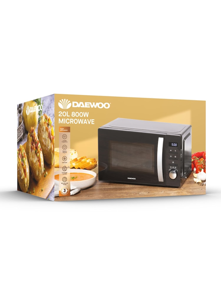 Daewoo Black Digital Solo Microwave Oven 20L - Image 1 of 5