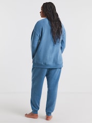 Simply Be Blue Pretty Secrets Brushed Waffle Lounge Pyjamas - Image 2 of 4