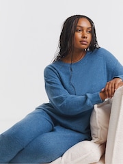 Simply Be Blue Pretty Secrets Brushed Waffle Lounge Pyjamas - Image 3 of 4