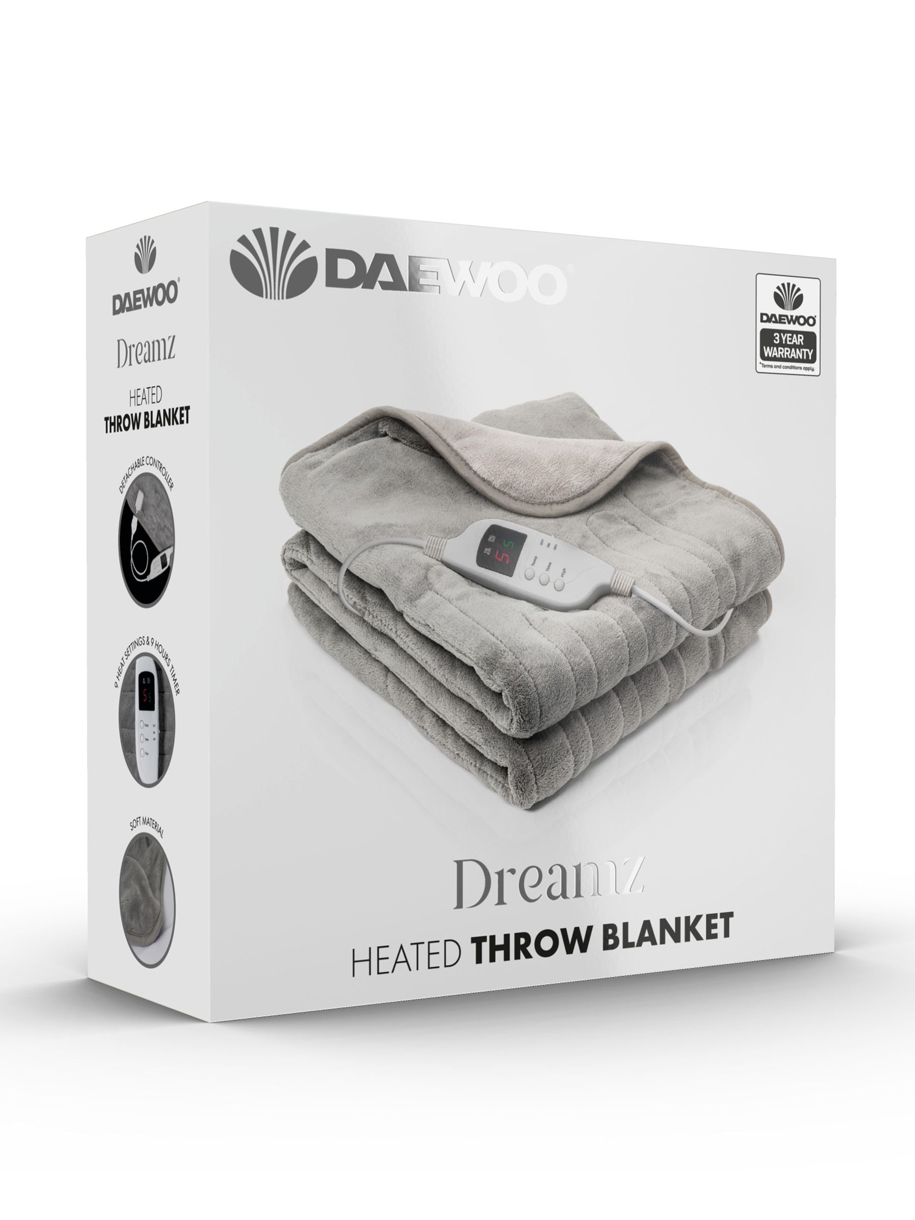 Buy Daewoo Grey Heated Over Throw Blanket from the Next UK online shop