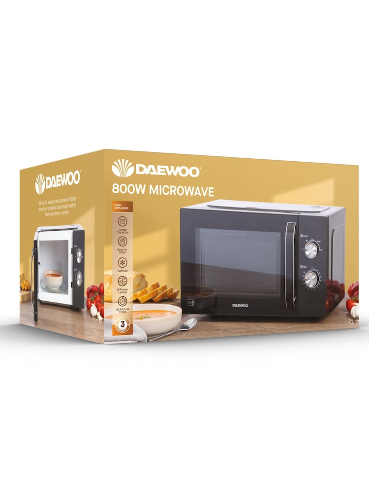 Daewoo Black 23L Microwave 800W - Image 1 of 2 Daewoo Black 23L Microwave 800W - Image 1 of 2