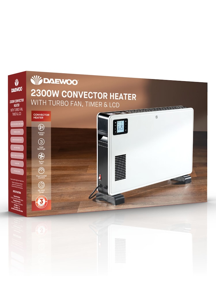 Daewoo White Convector Heater With Turbo & Timer LCD - Image 1 of 5 Daewoo White Convector Heater With Turbo & Timer LCD - Image 1 of 5