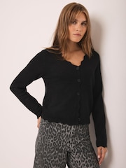 Mint Velvet Black Scallop Trim Cardigan - Image 5 of 7