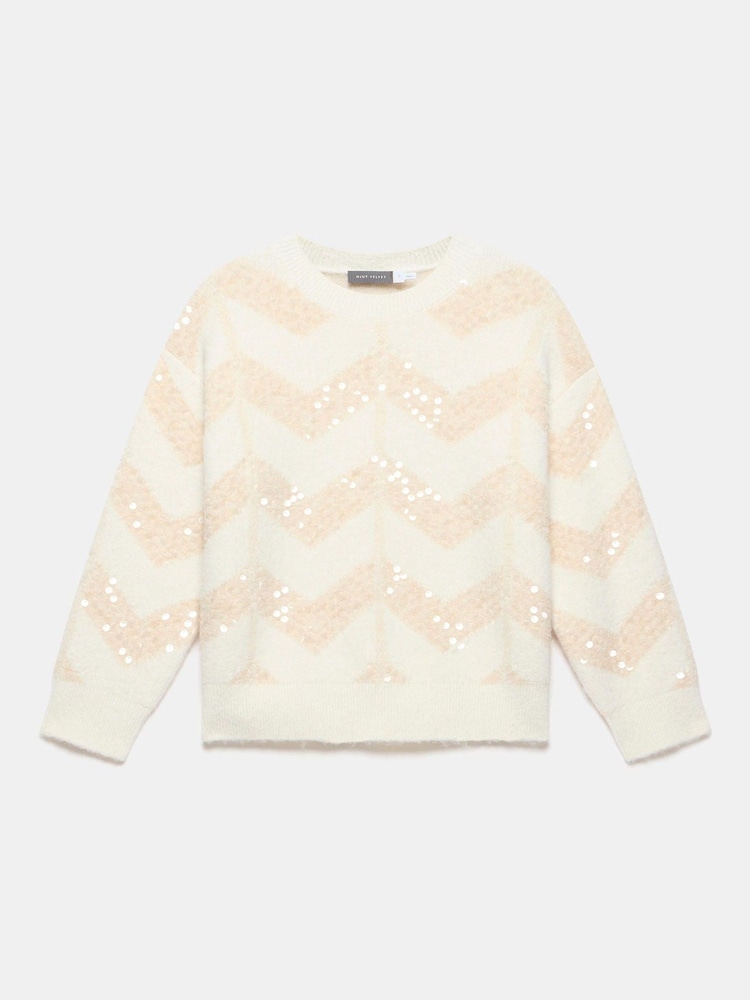 Mint Velvet White Zig Zag Sequin Jumper - Image 7 of 7 Mint Velvet White Zig Zag Sequin Jumper - Image 7 of 7