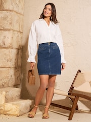 Love & Roses Dark Blue Plait Detail Mini Skirt - Image 3 of 4