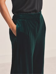Simply Be Green Velvet Wide Leg Trousers - Image 3 of 4