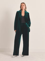 Simply Be Green Velvet Wide Leg Trousers - Image 4 of 4