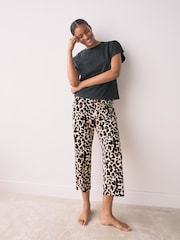 Anthracite imprimé léopard - Pyjama raccourci à manches courtes - Image 1 de 8