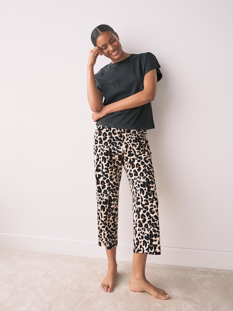 Anthracite imprimé léopard - Pyjama raccourci à manches courtes - Image 1 de 8