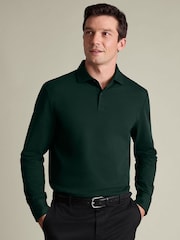 Grün - Charles Tyrwhitt Langarm-Polo-Shirt aus Baumwoll-Stretch-Smart-Piqué - Bild 1 von 5