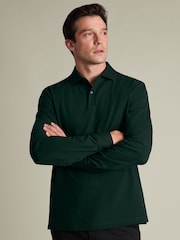Grün - Charles Tyrwhitt Langarm-Polo-Shirt aus Baumwoll-Stretch-Smart-Piqué - Bild 2 von 5