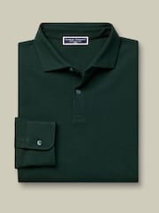 Grün - Charles Tyrwhitt Langarm-Polo-Shirt aus Baumwoll-Stretch-Smart-Piqué - Bild 4 von 5