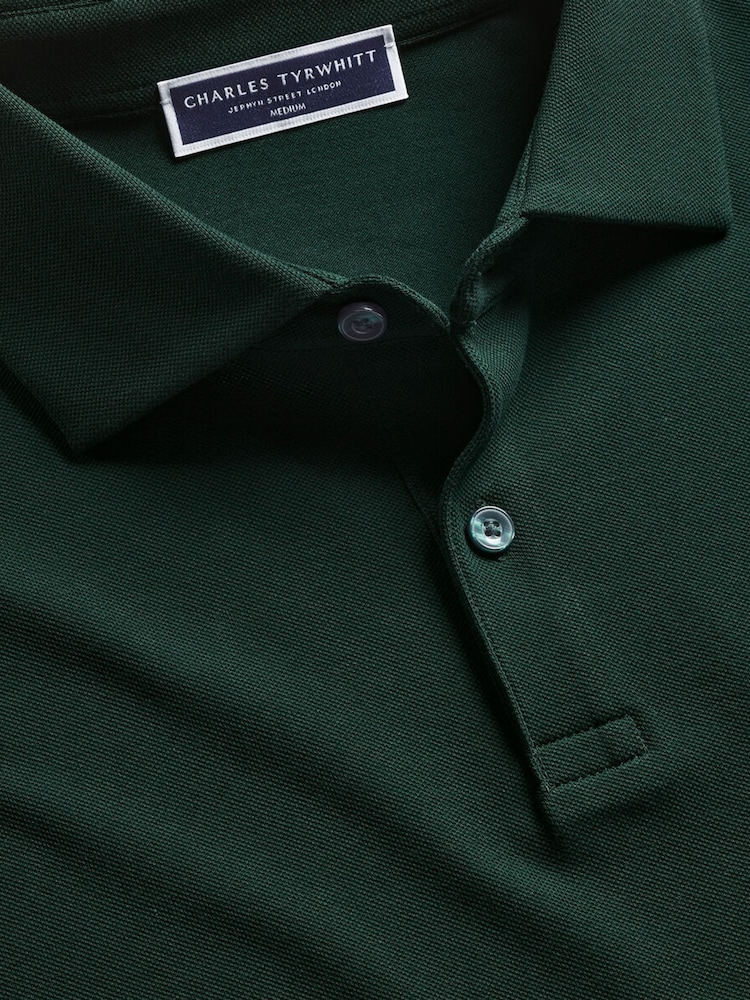 Grün - Charles Tyrwhitt Langarm-Polo-Shirt aus Baumwoll-Stretch-Smart-Piqué - Bild 5 von 5 Grün - Charles Tyrwhitt Langarm-Polo-Shirt aus Baumwoll-Stretch-Smart-Piqué - Bild 5 von 5