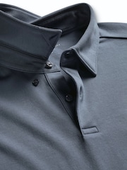 Charles Tyrwhitt Grey 100% Cotton Plain Long Sleeve Jersey Polo Shirt - Image 5 of 6
