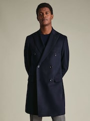 Charles Tyrwhitt Navy Blue Pure Wool Overcoat - Image 1 of 5