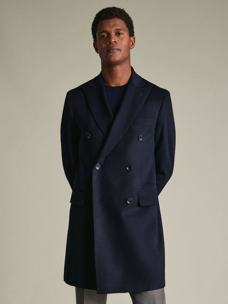 Charles Tyrwhitt Navy Blue Pure Wool Overcoat - Image 1 of 5 Charles Tyrwhitt Navy Blue Pure Wool Overcoat - Image 1 of 5