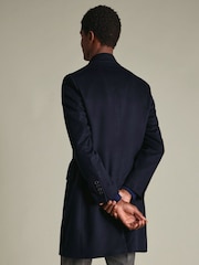 Charles Tyrwhitt Navy Blue Pure Wool Overcoat - Image 2 of 5
