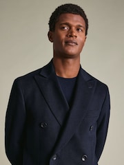 Charles Tyrwhitt Navy Blue Pure Wool Overcoat - Image 3 of 5