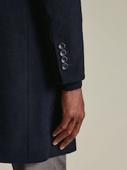 Charles Tyrwhitt Navy Blue Pure Wool Overcoat - Image 4 of 5