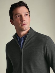 អាវក្រៅ Charles Tyrwhitt Pure Merino មានខ្សែរ៉ូតពេញខ្លួន - រូបភាព 2 នៃ 5