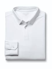 Charles Tyrwhitt White 100% Cotton Plain Long Sleeve Jersey Polo Shirt - Image 3 of 5