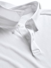 Charles Tyrwhitt White 100% Cotton Plain Long Sleeve Jersey Polo Shirt - Image 4 of 5