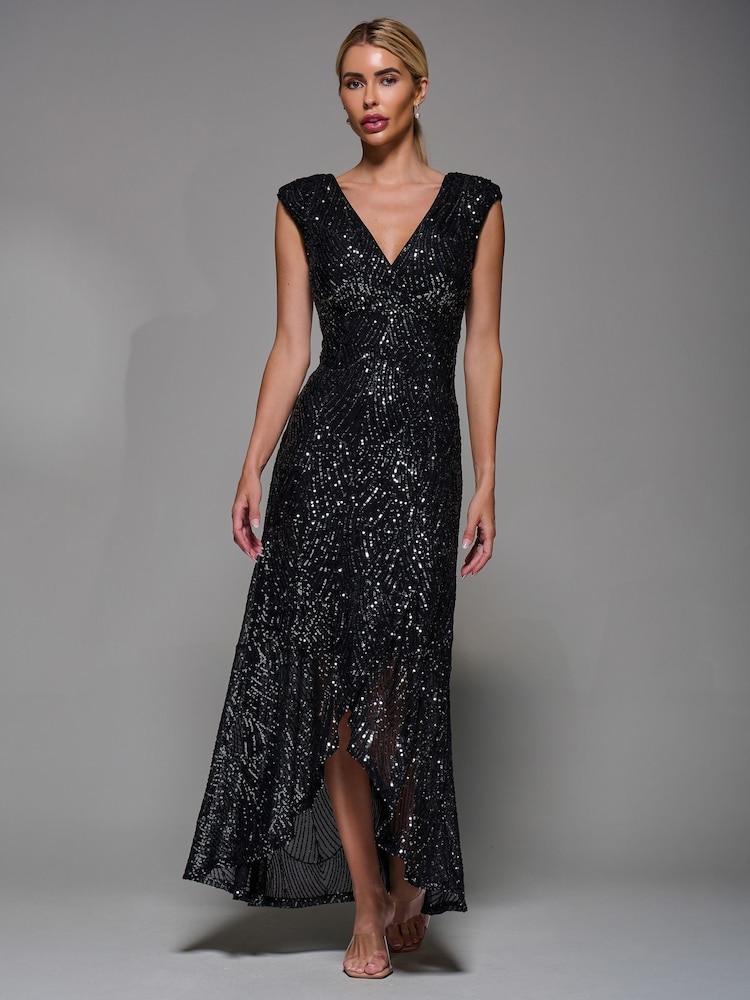 Jolie Moi Ruffle Hem Sequin Sleeveless Maxi Dress - Imagen 6 de 6