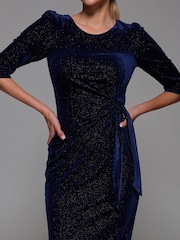 Azul - Jolie Moi Velvet Glitter Bodycon Midi Dress - Imagen 3 de 6