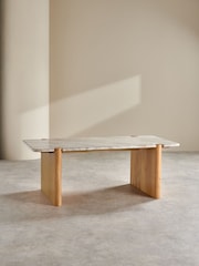 MADE.COM Acacia Wood and Solid Marble Callen Coffee Table - Image 2 of 6