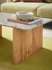 MADE.COM Acacia Wood and Solid Marble Callen Coffee Table - Image 4 of 6