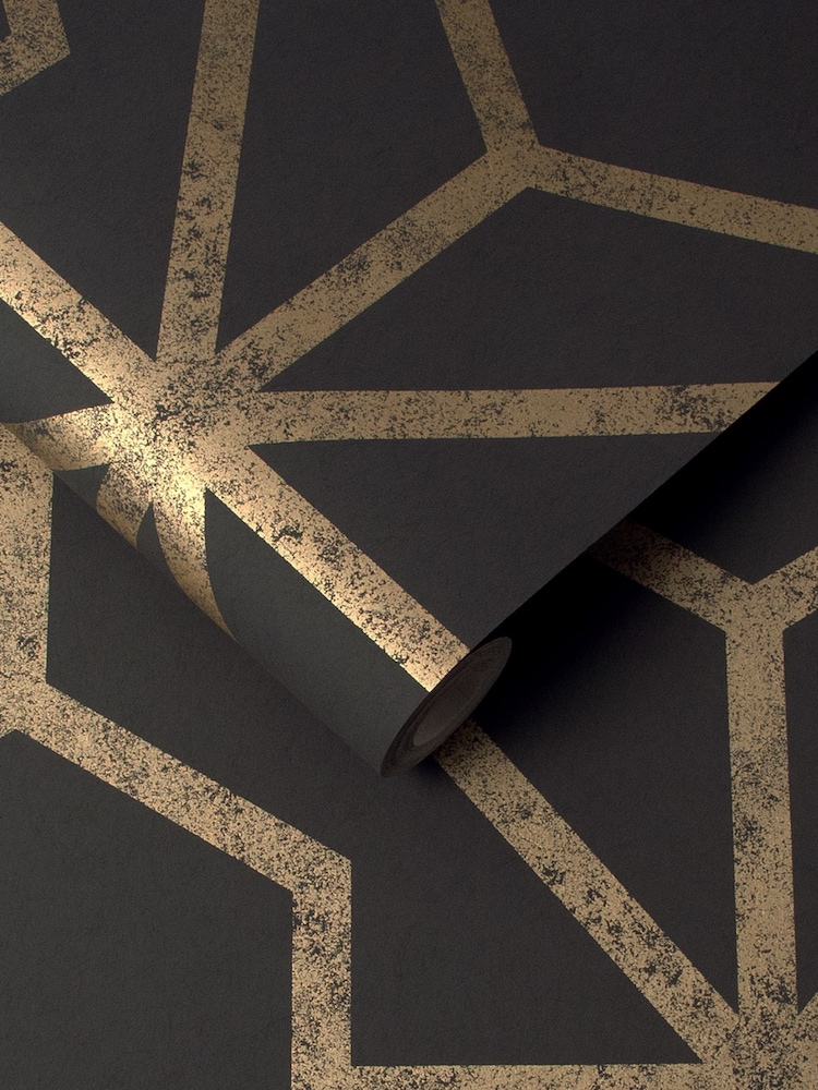 Graham & Brown Black Gold Rinku 10M Wallpaper - Image 3 of 3 Graham & Brown Black Gold Rinku 10M Wallpaper - Image 3 of 3