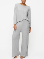 KBX Grey Marie Brushed Wide Leg Trousers - Image 1 of 7
