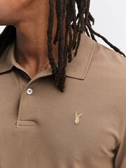 Brown Light Slim Fit Short Sleeve Pique Polo Shirt - Image 4 of 7